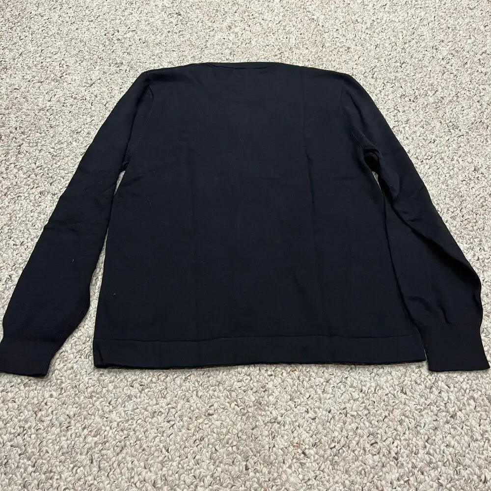NEW J Crew Heritage Cotton Crewneck Sweater S Black Classic Preppy Casual
